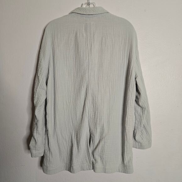 Madewell Lightspun Dorset Gauze Blazer Size L Blue Slub Cotton Nautical Preppy - Picture 3 of 13
